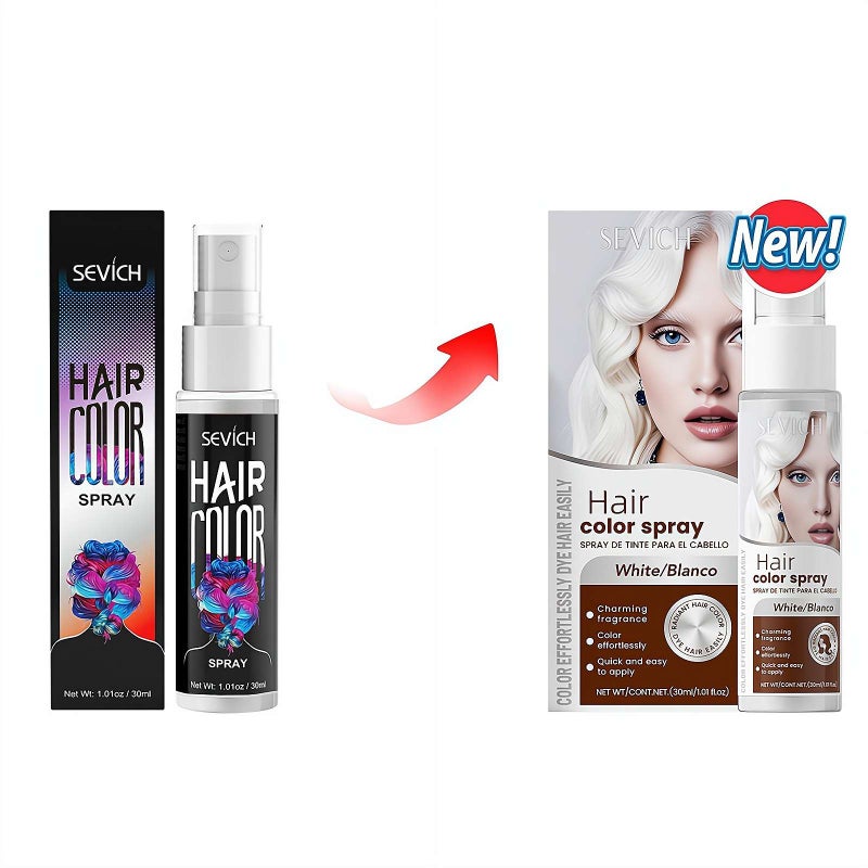Silver Hair Dye – 30ml Temporary Color Spray, Ammonia-Free, Gentle & Easy-Rinse Formula for Dark Hair, Vibrant Silver Shade, Portable for Parties, Cosplay, Festivals (white) - Image 1